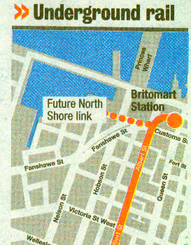 NZ Herald map : underground railway proposal